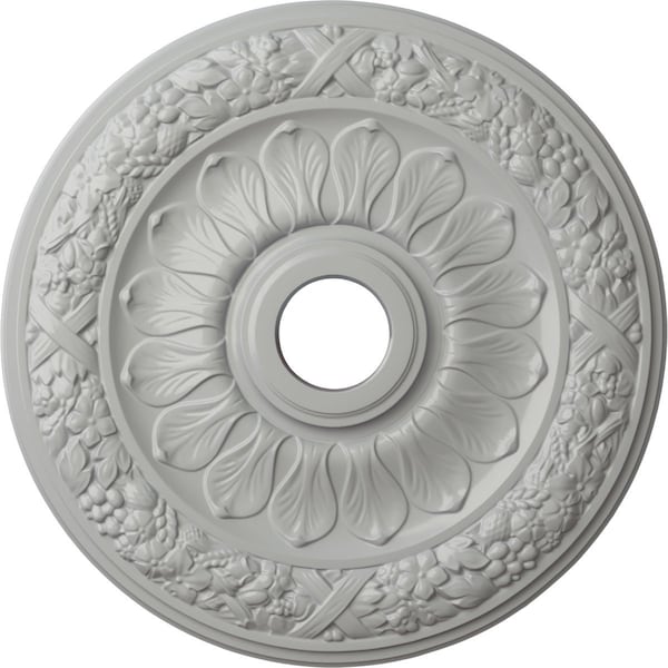 Ekena Millwork Swindon Ceiling Medallion (Fits Canopies up to 6 1/8"), Hand-Painted Frost, 24"OD x 4"ID x 1 1/2"P CM24SWFRF - main
